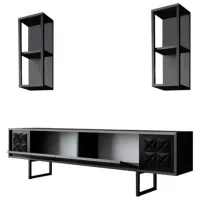 Seturi zona TV Trendy Black Line 48 cm x 30 cm x 180 cm / Black photo 8