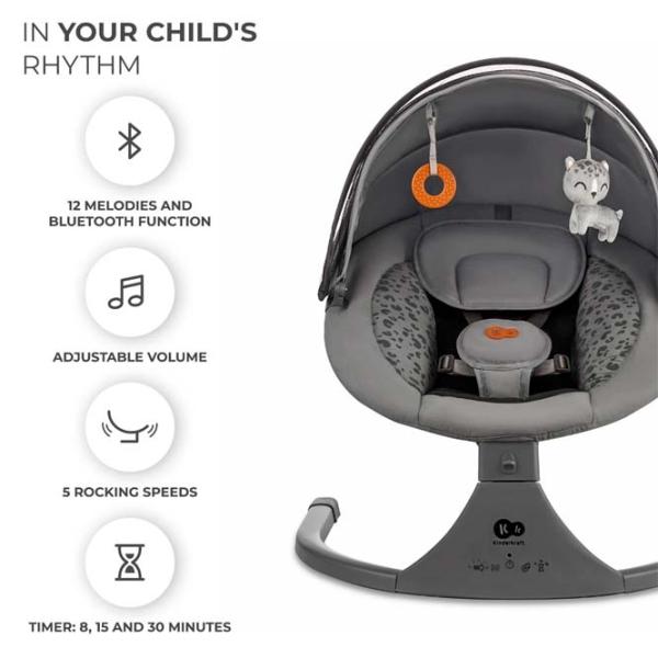 Детские качели KinderKraft Lumi 2 (KBLUMI02DGR0000) 9 кг/ Серый photo 9