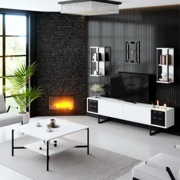 Комплекты ТВ-зона Trendy Black Line 48 см x 30 cм x 180 см / Белый photo 7