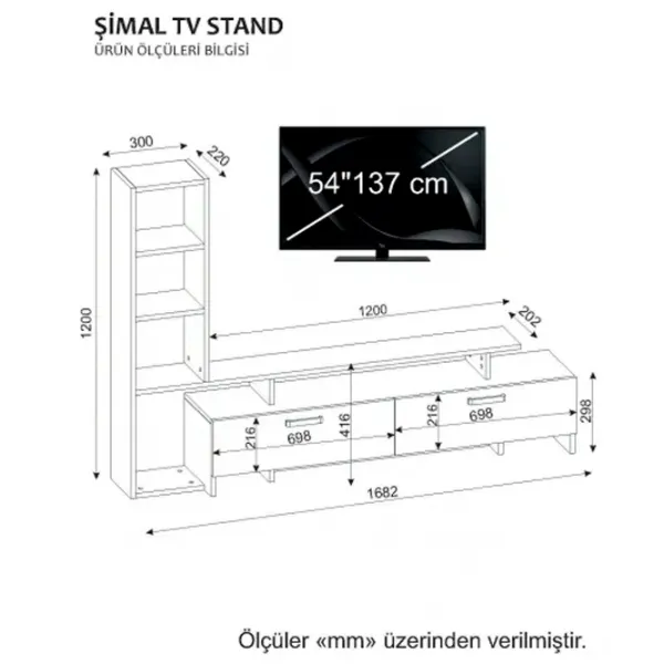 Seturi zona TV Trendy Simal 29.8 cm x 22 cm x 168 cm / White photo 6