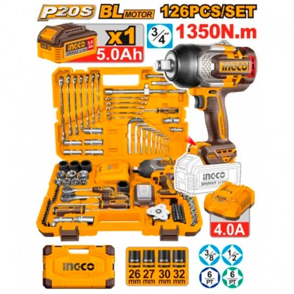 Набoр инструментов INGCO HKTHP31261 20 В / 126 photo 1