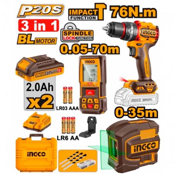 Set de instrumente INGCO COSLI250511 20 V / 3 photo 1
