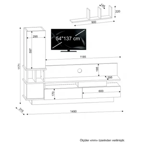 Seturi zona TV Trendy Como 171.1 cm x 31.5 cm x 149 cm / Stejar Sonoma photo 5
