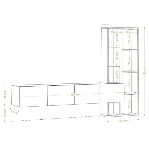 Комплекты ТВ-зона Trendy Pana 25 см x 32 см x 182 см / Белый photo 4