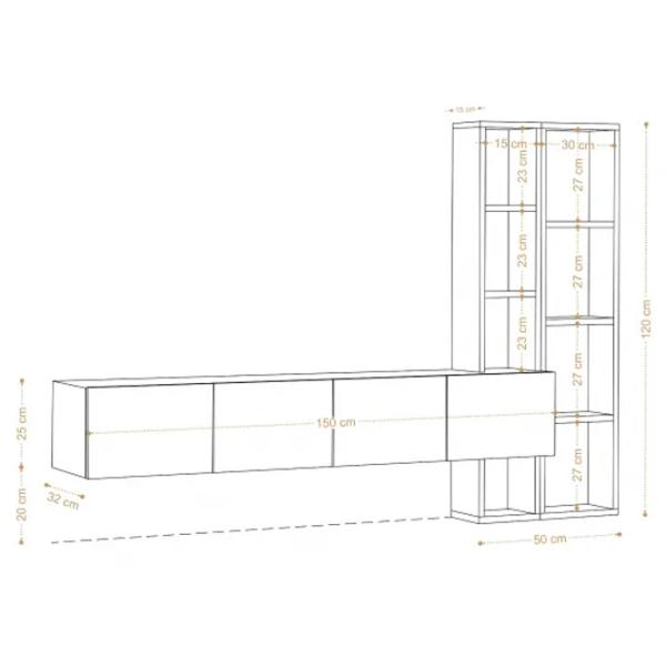 Комплекты ТВ-зона Trendy Pana 25 см x 32 см x 182 см / Белый photo 4