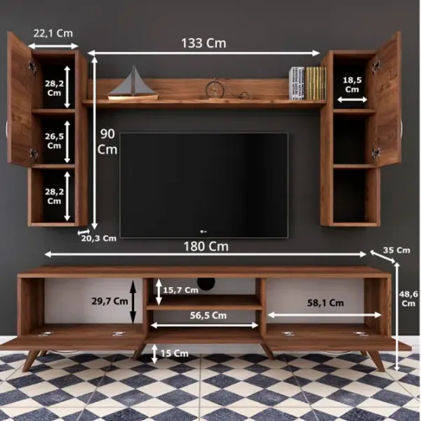 Комплекты ТВ-зона Trendy M27  180 см x 35 см x 284 см / Коричневый photo 11