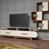 Seturi zona TV Trendy Flora S 50 cm x 36.8 cm x 205 cm / Cream photo 3