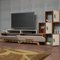 Seturi zona TV Trendy Flora S 50 cm x 36.8 cm x 205 cm / Cream photo 5