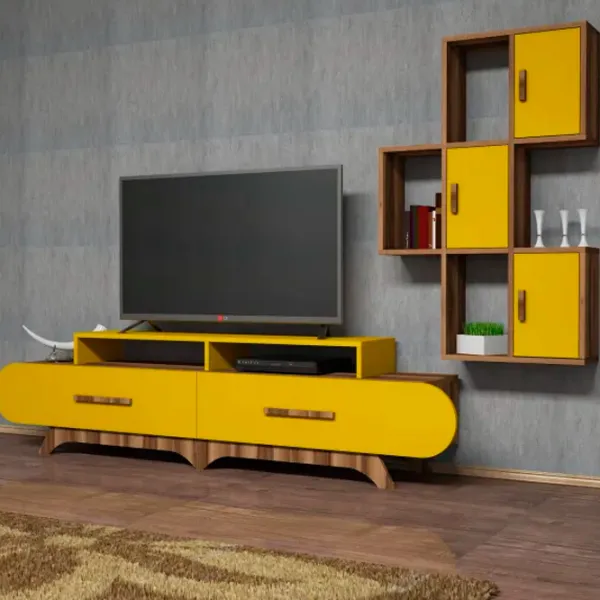 Seturi zona TV Trendy Flora S 50 cm x 36.8 cm x 205 cm / Yellow photo 3
