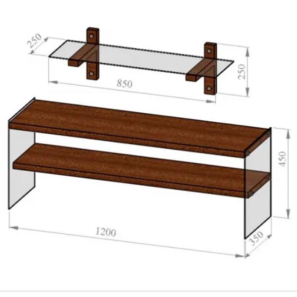 Комплекты ТВ-зона Trendy TV101 45 см x 35 см x 120 см / Коричневый photo 10