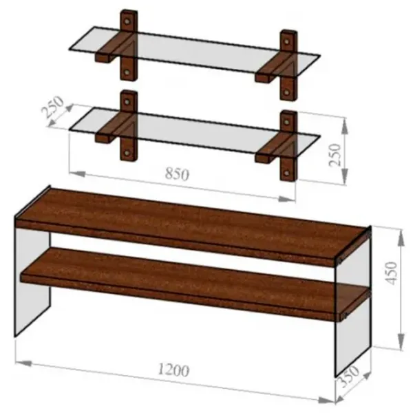 Комплекты ТВ-зона Trendy TV102 45 см x 35 см x 120 см / Коричневый photo 8