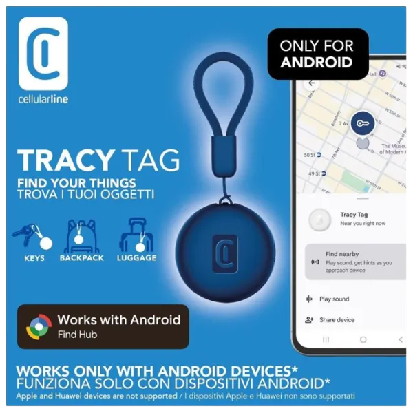 Smart Tracker Cellularline Tracy - Android Blue photo 4