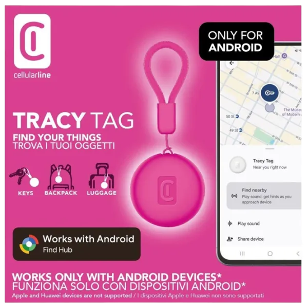 Smart Tracker Cellularline Tracy - Android Pink photo 2
