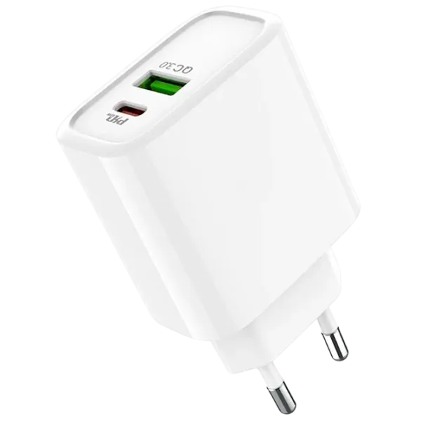 Încărcător de rețea XPower PD + USB QC3.0 2 A / White photo 1