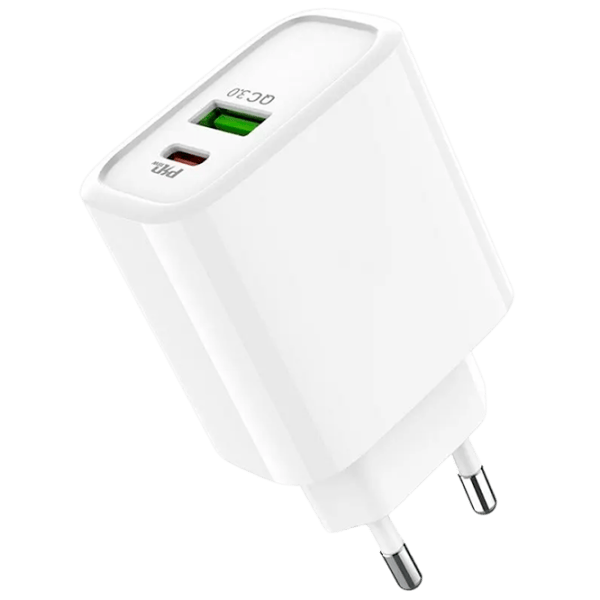 Încărcător de rețea XPower PD + USB QC3.0 2 A / White photo 1
