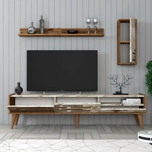 Seturi zona TV Trendy Valensiya 35 cm x 45 cm x 180 cm / White photo 3