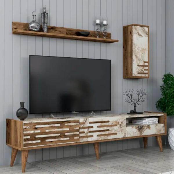 Seturi zona TV Trendy Valensiya 35 cm x 45 cm x 180 cm / White photo 4