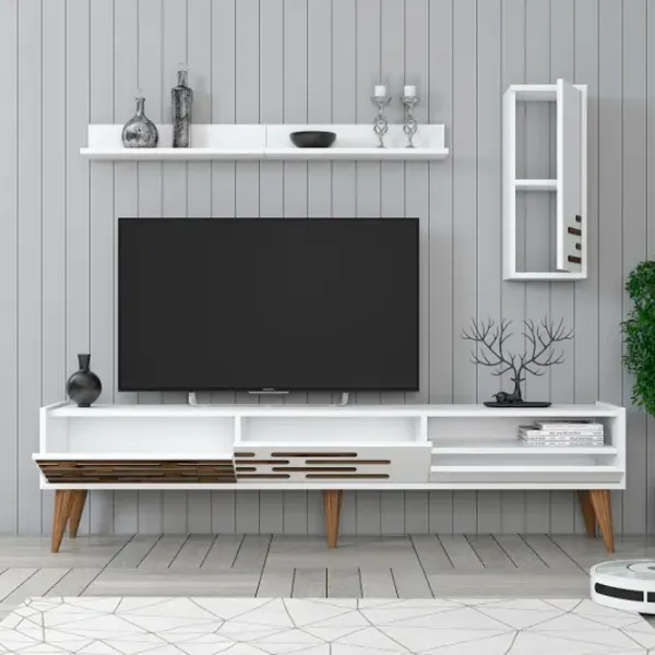 Seturi zona TV Trendy Valensiya 35 cm x 45 cm x 180 cm / White photo 3