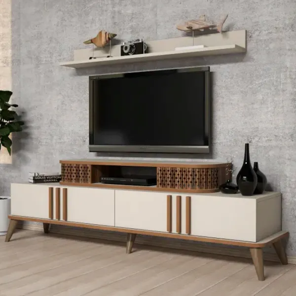 Комплекты ТВ-зона Trendy Eylul 51.6 см x 39 см x 168 см / Кремовый photo 2