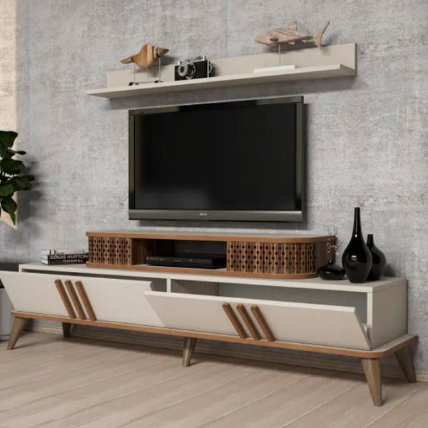 Комплекты ТВ-зона Trendy Eylul 51.6 см x 39 см x 168 см / Кремовый photo 3