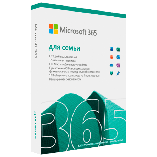 Пакет офисных программ Microsoft 365 Family En Only Medialess P8 X86/X64 6 ПК / Карточка photo 1