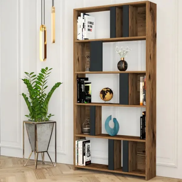 Etajeră Trendy Lima 180 x 90 x 20 cm / PAL / Walnut photo 2