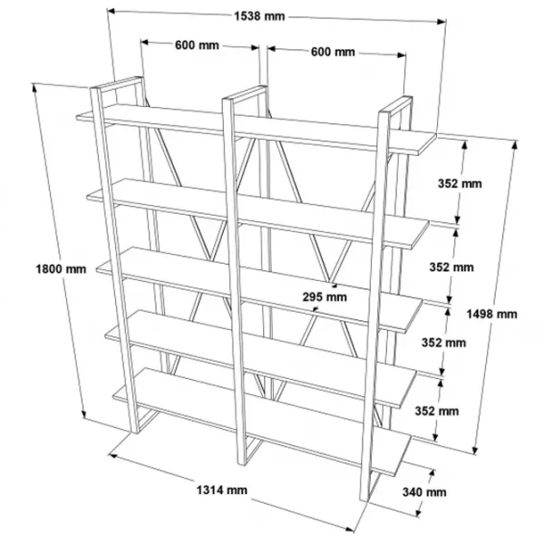 Стеллаж Trendy MN05-BA 180 x 154.8 x 34см cm / Металл / Oреховый photo 5
