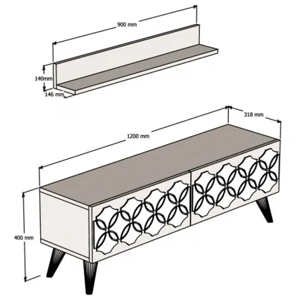 Комплекты ТВ-зона Trendy Nissan 40 см x 31.8 см x 120 см / Белый photo 4