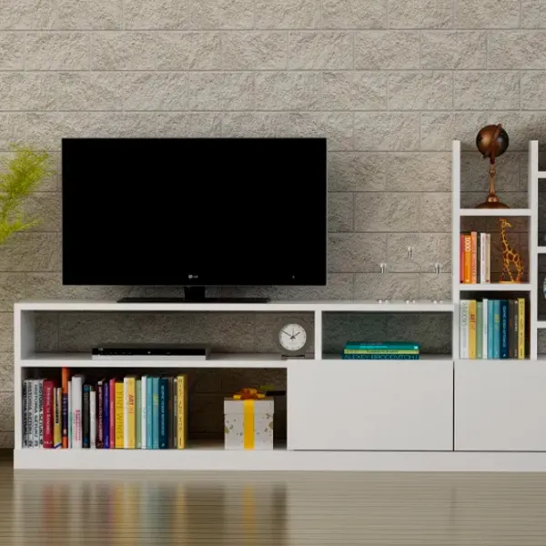 Seturi zona TV Trendy DOLUNAY 91.3 cm x 25 cm x 164.4 cm / White photo 2