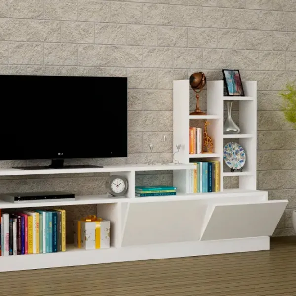 Seturi zona TV Trendy DOLUNAY 91.3 cm x 25 cm x 164.4 cm / White photo 5