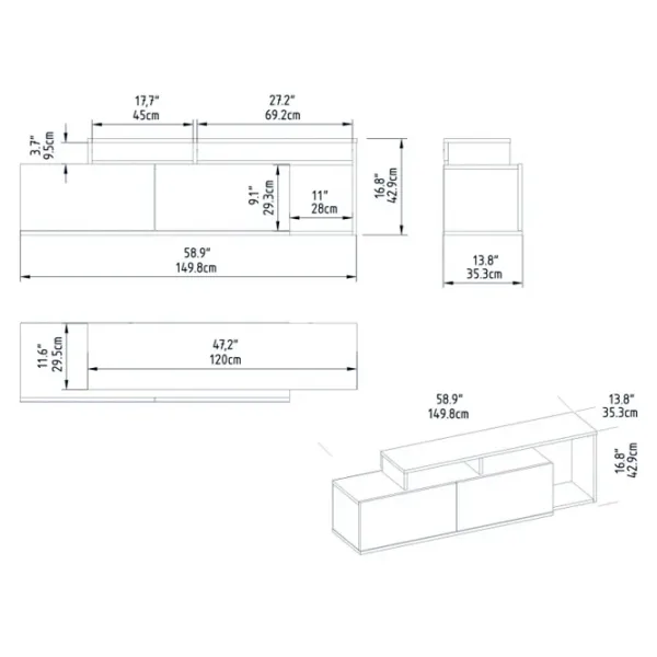 Тумба под телевизор Trendy Nexera 43 x 150 x 35см / ДСП photo 2