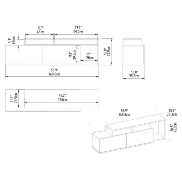 Тумба под телевизор Trendy Nexera 43 x 150 x 35см / ДСП photo 2