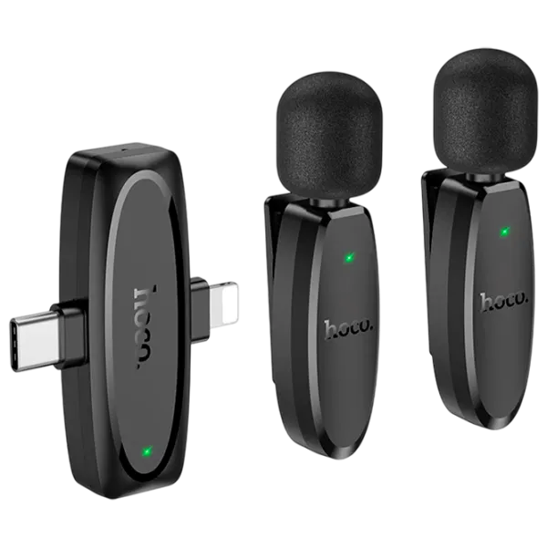 Микрофон Hoco L15 Dual-Mic Clip-On Wireless Черный photo 1