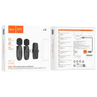 Microfon Hoco L15 Dual-Mic Clip-On Wireless Black photo 4