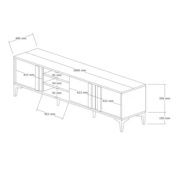 Тумба под телевизор Trendy Mengu 50 x 180 x 40см / ДСП photo 3
