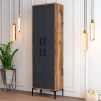 Обувной шкаф Trendy Berlin A 200 x 60 x 35см /Орех /Антрацит photo 2