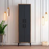 Обувной шкаф Trendy Berlin A 200 x 60 x 35см /Орех /Антрацит photo 3