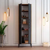 Обувной шкаф Trendy Berlin A 200 x 60 x 35см /Орех /Антрацит photo 5