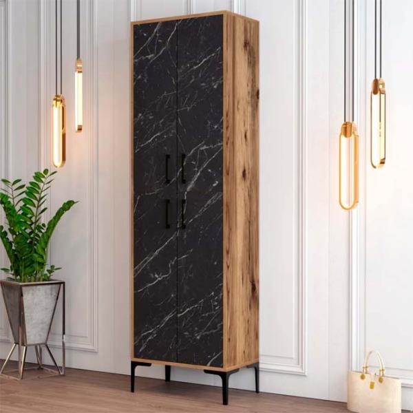 Обувной шкаф Trendy Berlin A 200 x 60 x 35см /Орех /Черный мрамор photo 2