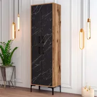 Обувной шкаф Trendy Berlin A 200 x 60 x 35см /Орех /Черный мрамор photo 2