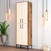 Обувной шкаф Trendy Berlin A 200 x 60 x 35см /Орех /Кремовый photo 2