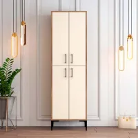 Обувной шкаф Trendy Berlin A 200 x 60 x 35см /Орех /Кремовый photo 3