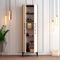 Обувной шкаф Trendy Berlin A 200 x 60 x 35см /Орех /Кремовый photo 4