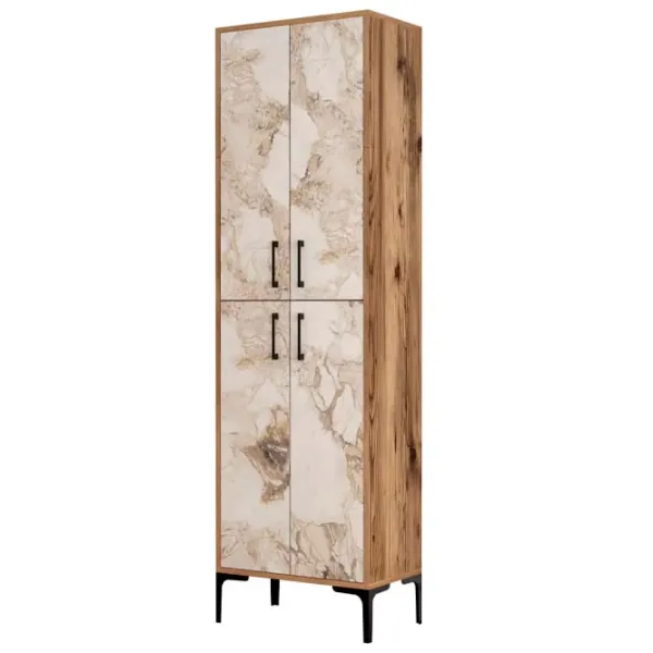 Обувной шкаф Trendy Berlin A 200 x 60 x 35см /Орех /Белый мрамор photo 1