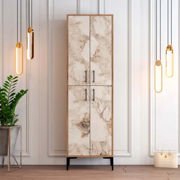 Обувной шкаф Trendy Berlin A 200 x 60 x 35см /Орех /Белый мрамор photo 2