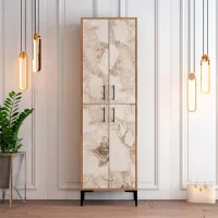 Обувной шкаф Trendy Berlin A 200 x 60 x 35см /Орех /Белый мрамор photo 2