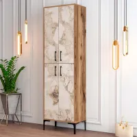Обувной шкаф Trendy Berlin A 200 x 60 x 35см /Орех /Белый мрамор photo 3