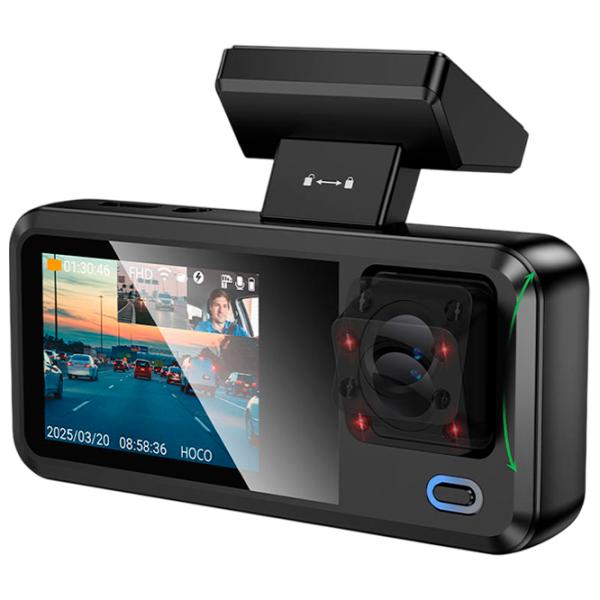Видеорегистратор Hoco DV15 2k Front + Interrior + Rear Cam / Черный photo 2