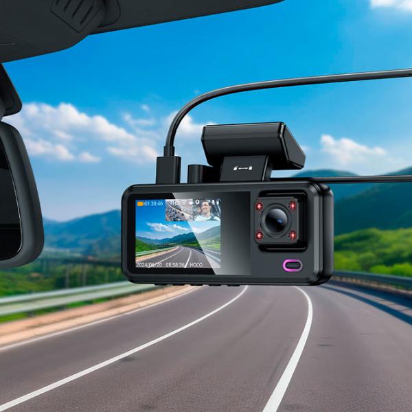 Видеорегистратор Hoco DV15 2k Front + Interrior + Rear Cam / Черный photo 7