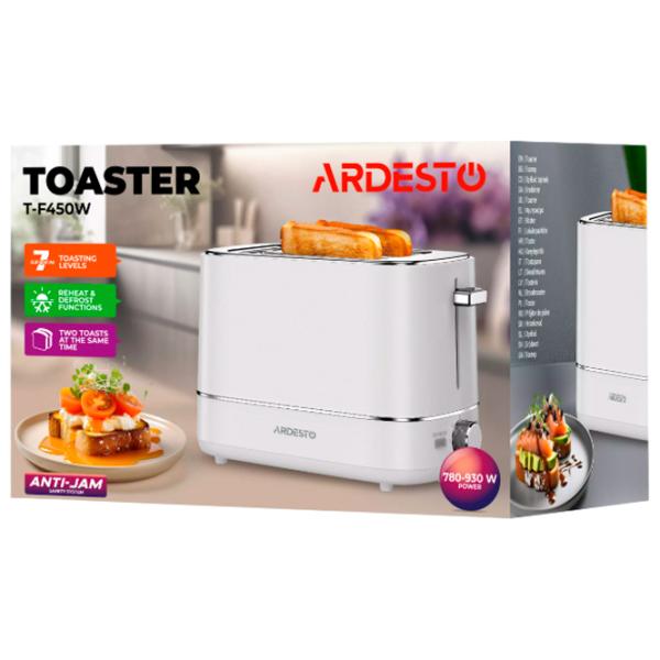 Тостер Ardesto T-F450W Механическое / 800 Вт / Белый photo 5